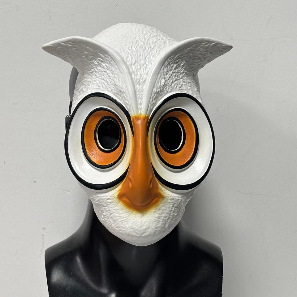 Máscara de búho de dibujos animados completa sobre la cabeza látex pájaro disfraz accesorios Foto 2 de 4