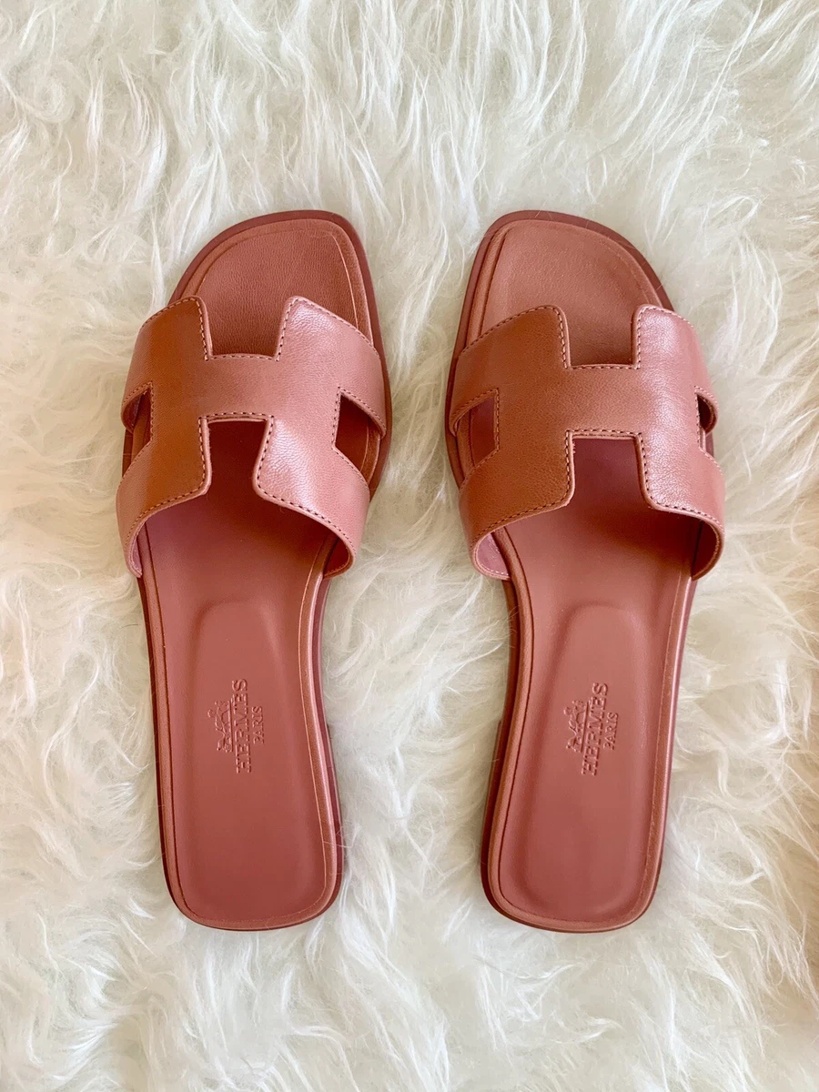 HERMES Epsom Oran Sandals 36 Rouge H 1097751