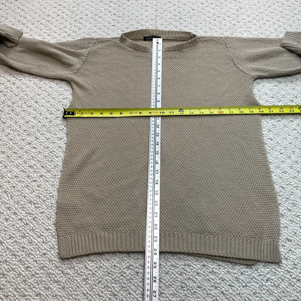 Boohoo Sweater Top Womens Small Oatmeal Beige Slit Sides Pullover Acrylic Solid - Image 4 of 4