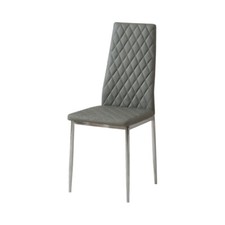 Image of 2/4/6x Faux Leather Dining Chair Metal Leg Kitchen Padded Seat Black/Grey/White