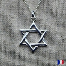 Pendentif croix juive étoile de David – argent 925 – chaîne argent en option