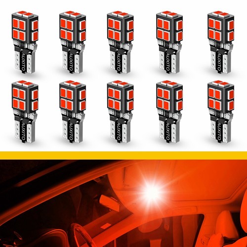 10PCS AUXITO LED Red T10 194 168 License Plate Light Inside Dome Trunk ...