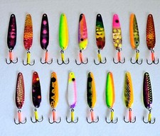 (Lot of 17) Kingfisher Proeye Painted Trolling Spoons Size 00 2-3/8" 1/8oz