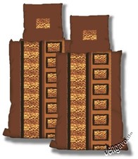 Microfaser Bettwäsche Garnitur Set Flanell 4-teilig Leomuster braun 135x200