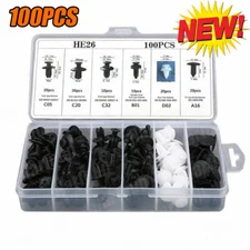 100Pcs Car Retainer Auto Fasteners Push Trim Plastic Clips Pin Rivet Bumper Kit