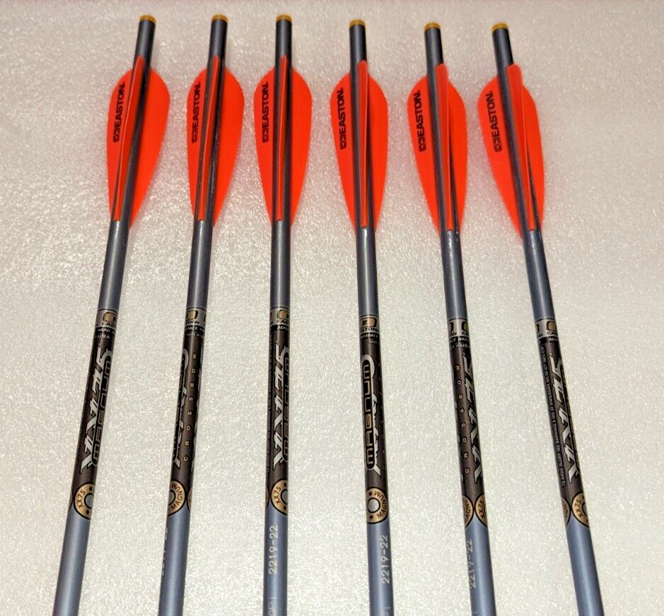 6 EASTON (2219) MAGNUM 22 OR 20" ALUMINUM CROSSBOW BOLTS/ARROWS W