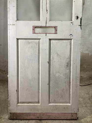 29 5/8"X 77 1/8" Old External Painted Sapele Four Front Door 2over2 - Picture 3 of 12