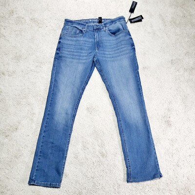Buffalo David Bitton Ash X Jean Men 34x32 Blue Slim Stretch Casual Whiskered