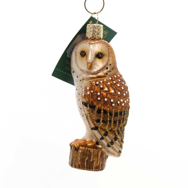 Old World Christmas Barn Owl Glass Bird Or Prey Ornament 16118 For