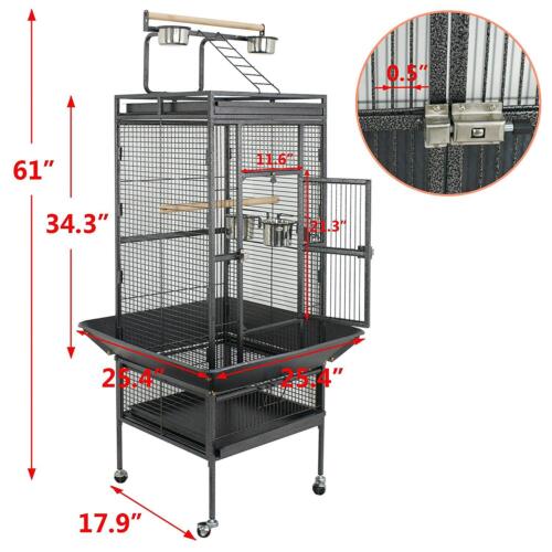 Cage Bird Parrot Cockatiel Finch Pet Parakeet Stand Top Supply House Wire Medium - Afbeelding 1 van 9