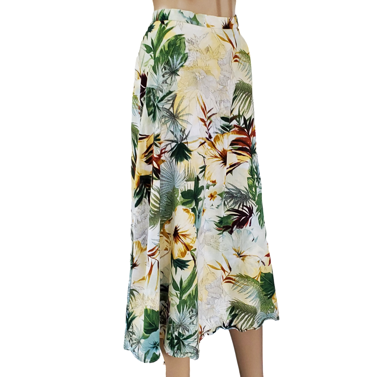 Koret Midi Skirt Womens XL Petite Tropical Hawaiian Elastic Waist