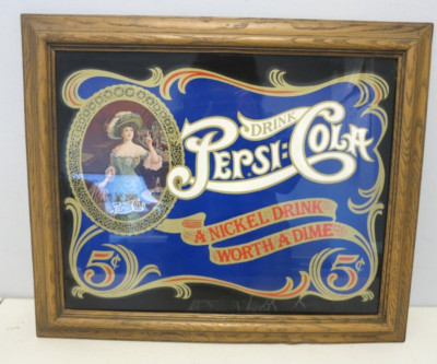 Pepsi Cola ''A Nickel Drink Worth A Dime'' Gibson Girl Framed Picture