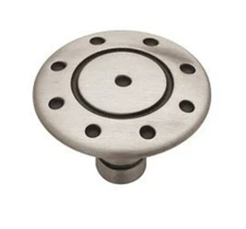 PBF316Y-BSP 1 3/8" Brushed Satin Pewter Ring Dot Cabinet Drawer Knob