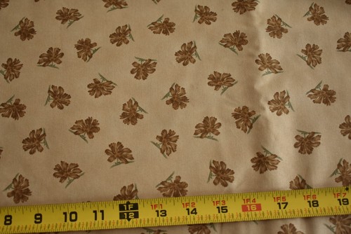 By 1/2 Yd, Brown Floral on Tan Quilt Cotton, Moda/Collections Cause/Marcus,M8487 - Picture 2 of 6