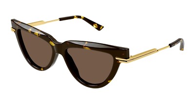 サングラス BOTTEGA VENETA Woman Sunglasses Brown BV1265S 002 Bottega Veneta BV1265S Havana With Gold/Brown (002