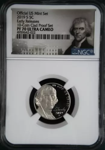 :2019-S 5C JEFFERSON NICKEL PERFECT NGC PF 70 UCAM ER TOP POP HIGHEST GRADES