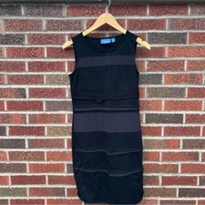 Simply Vera Vera Wang Black and Gray Striped Sleeveless Pencil Dress