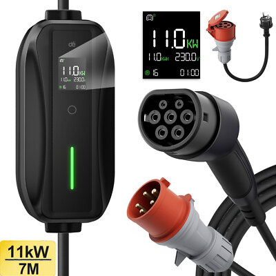 Mobile Wallbox EV Ladekabel 11kW 16A Typ 2 3-Phasig CEE 5polig 7m Mercedes EQA