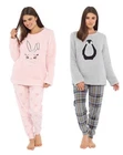 Womens Snuggle Fleece Pyjama Set Ladies Pyjamas Warm Soft Pj Lounge Sets Gift