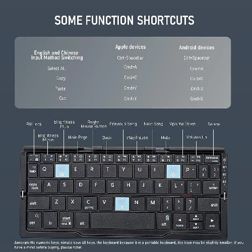 Foldable Bluetooth Keyboard with Magnetic Stand Aluminum Alloy Folding Keyboard - 第 9/13 張圖片