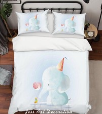 3D Elephant Cartoon Kids Quilt Cover Set Duvet Cover Bedding Pillowcases