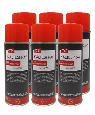 SDV CHEMIE GMBH KÄLTESPRAY 6x 400ml VEREISUNGSSPRAY KÜHLSPRAY KÄLTE SPRAY EIS SPRAY 6x 440ml