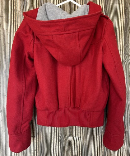 Htg.81 Forever 21 Kids Red Wool Coat Red Riding Hood Toggle Zip Closure Sz XS - Picture 8 of 13