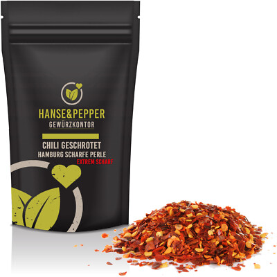 250g Chili geschrotet ''Hamburg scharfe Perle'' Flocken extrem scharf Scoville