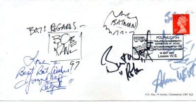 Batman Adam West Burt Ward Bob Kane Yvonne Craig Autogrammcover signiert Doodle