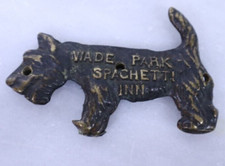 Rare Antique 1920 30s Cast Travel Bronze Scotty Dog - Wade Park Spaghetti Inn OH