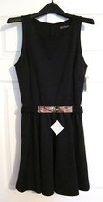 ZARA Trafaluc Black Sleeveless Dress with Belt. Size M. NWT