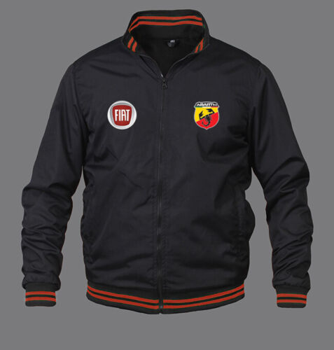 New Men Fiat Abarth Bomber Jacket Motor Sport Clothing Embroidered - Afbeelding 1 van 3