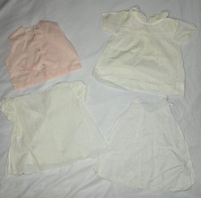 Vintage Baby Infant Diaper Shirt and Slip Dress Embroidered Lot 1960s White Pink