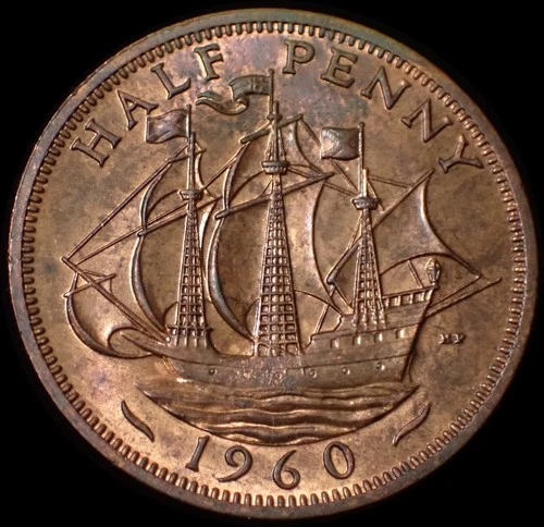 Photo of a 1960 Elizabeth II Half Penny from an eBay listing that sold on Jun 17, 2026