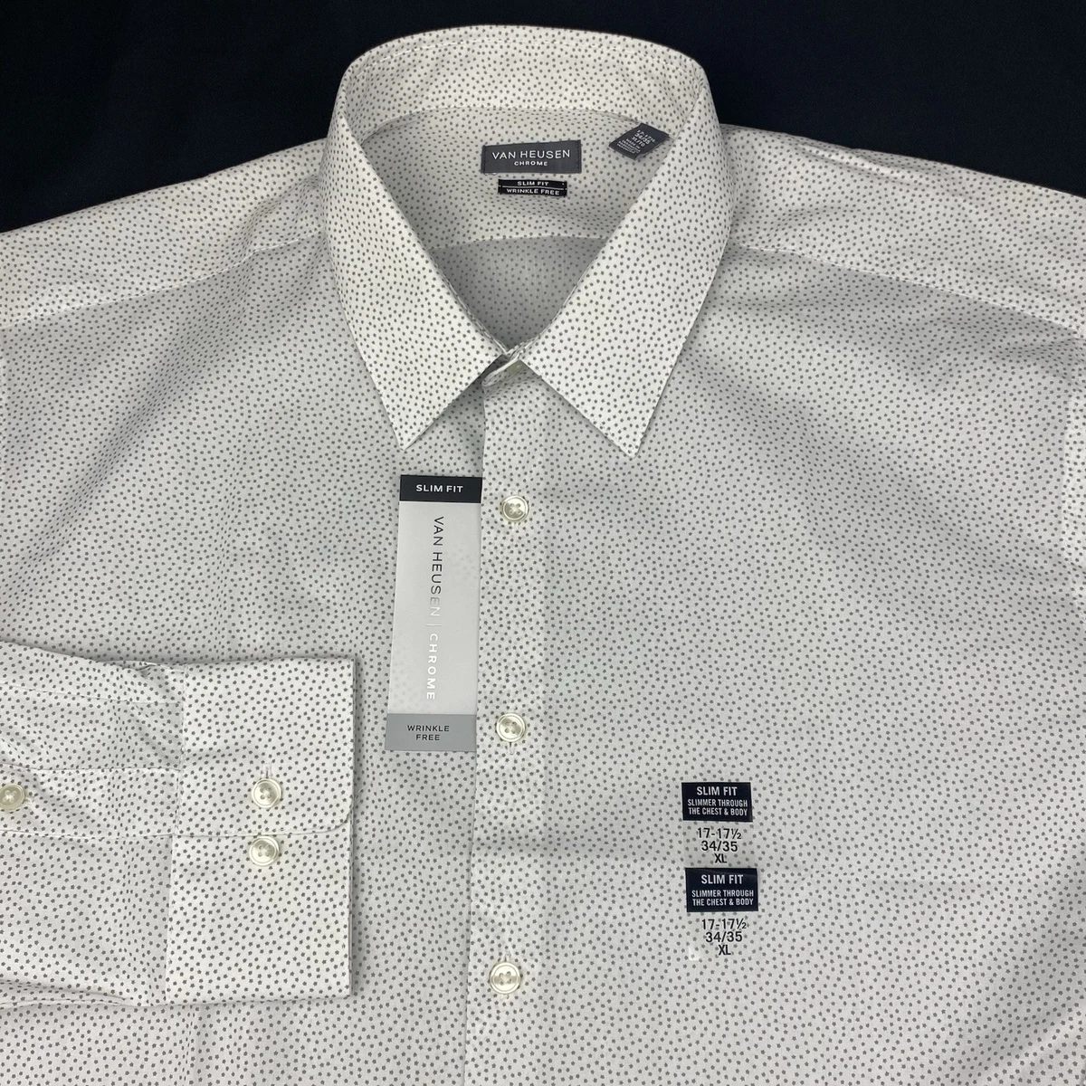 Chemise Habillée Homme Van Heusen Flex - Col 15-15 1/2 - Fit Slim - Manches Longues Gris Foncé