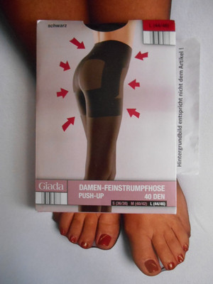 Giada Push Up Strumpfhose 40 DEN Gr. 44 -  46 Schwarz # 3386