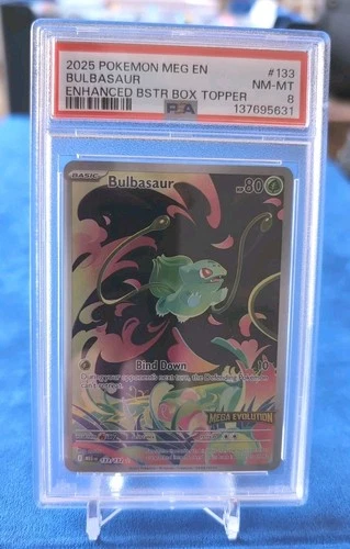 PSA 8 Bulbasaur Stamped #133 2025 Pokemon Mega Evolution