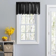 Ellis Curtain Portland Crushed Taffeta Rod Pocket Valance - 48x15", Black