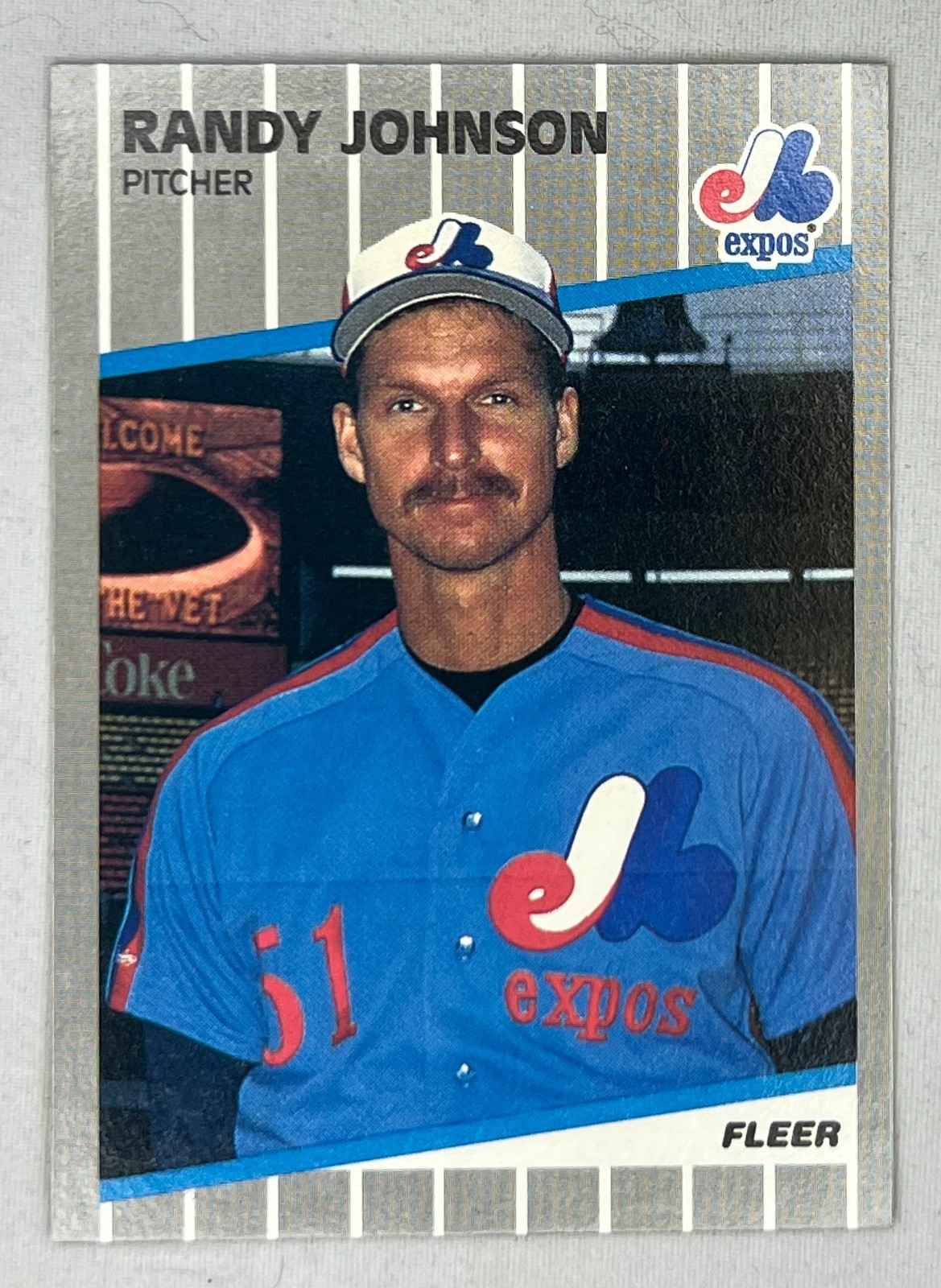 1989 Fleer Randy Johnson #381 Rookie RC Marlboro Billboard Expos HOF Error Card