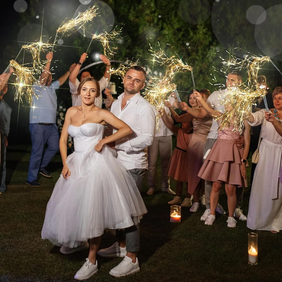 48 Piezas Varitas de Hadas de Boda Iluminadas Lámina LED Oropel Boda Palos Iluminación LED S Foto 4 de 4