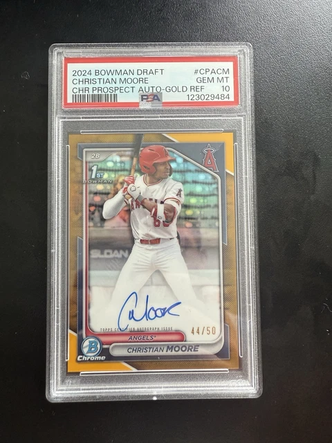 2024 Bowman Chrome Draft Christian Moore Auto Gold /50 PSA 10