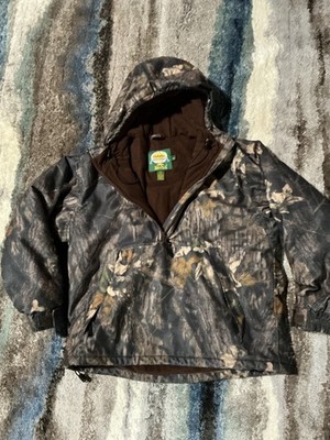 Cabela's DRY PLUS, Mossy Oak Hooded fleece insulated pull over, WARM!  L. EUC