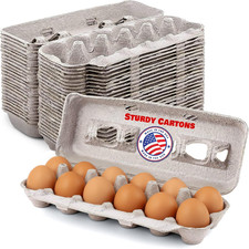 Blank Natural Pulp Egg Cartons Bulk - Made in USA - Holds up to Twelve Eggs - 1