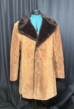 Vintage Lakeland Mens Brown Suede Faux Fur Co...