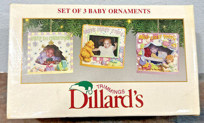 VTG Dillard s Baby Ornaments Set of 3 NIB 1980s First Christmas Steps Tooth