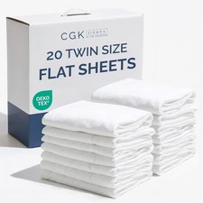 Case Pack of 20 Flat Sheets - 20 Size Hotel Quality Top Flat Bed Sheets O