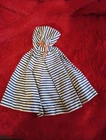 Vintage 1959 Barbie COTTON CASUAL #912 blue white striped DRESS clothes Mattel