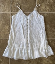 American Eagle Women's Sleeveless White Baby Doll Dress Ruffle Lined Large L