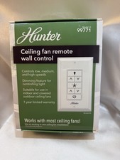 Hunter Ceiling Fan Remote Wall Control Model 99771 Dimming Feature White