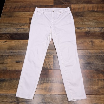 Talbots Slim Ankle Jeans Womens 6 Petite White Mid Rise Stretch